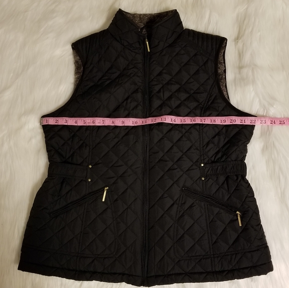 SOLD ON MERCARI! 2/$24 NWOT BLACK VEST WITH FAUX BROWN FUR LINING! - Picture 7 of 12